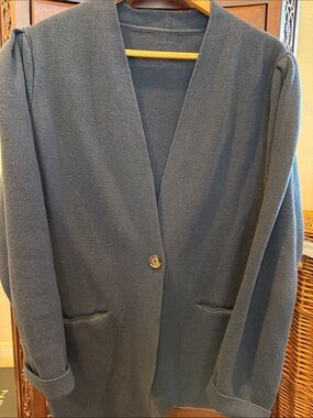 Classic Navy Single-Button Knit Blazer